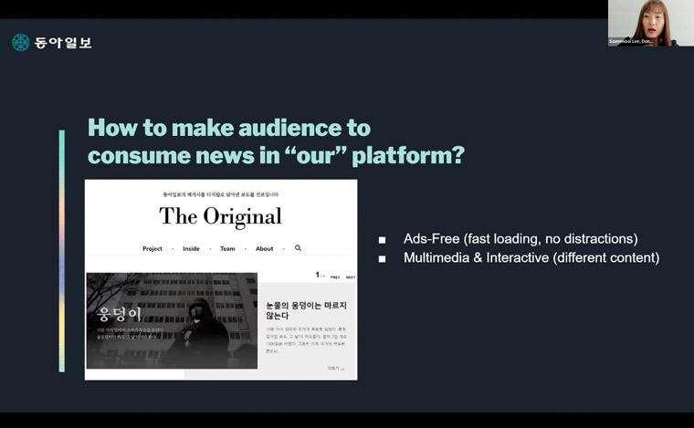 Saemmool Lee, head of digital innovation at Dong-A Ilbo, explains how the media company tries to compete with search engines for traffic.