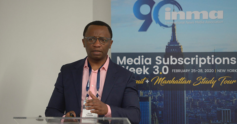 Kunle Campbell is an e-commerce growth advisor for 2X ecommerce, walks INMA workshop attendees through the key attributes of a successful e-commerce experience.